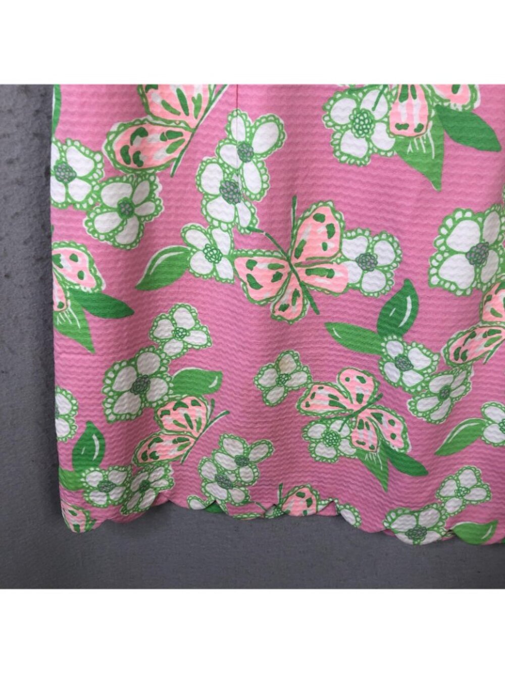 Lilly Pulitzer Dress Womens 14 Pink Butterfly Floral Shift Scallop Hem Nina NEW - Picture 13 of 16